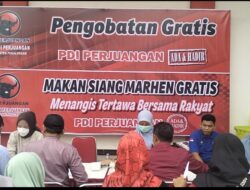 Ratusan Warga Antusias Ikuti Cek Kesehatan dan Makan Siang Gratis di DPC PDI Perjuangan