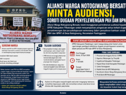 Aliansi Warga Notogiwang Bersatu Minta Audiensi, Soroti Dugaan Penyelewengan PKH dan BPNT