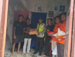 Polsek Paninggaran Bersama Instansi Terkait Salurkan Bantuan Sembako kepada Warga Terdampak Longsor di Desa Sawangan