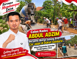 Calon Kades Abdul Adzim Bersama Warga Gotong Royong Cor Jalan di Dukuh Gondorio, Wujud Kepedulian terhadap Pembangunan Desa